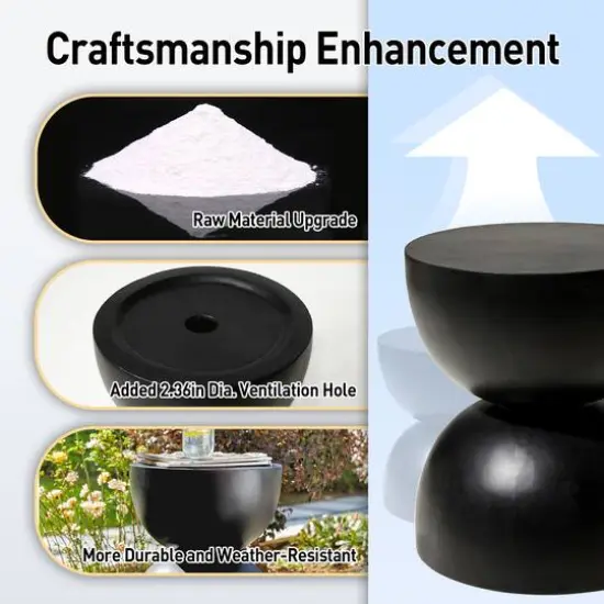 Glitzhome&reg; 18" Multi-Functional Terrazzo Garden Stool Black {10}