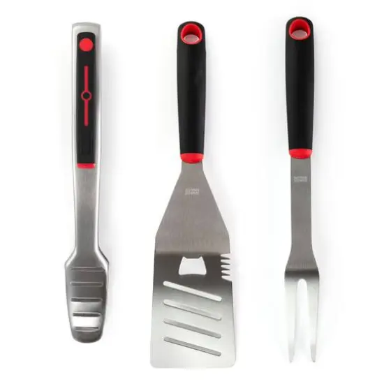 Gibson Home&reg; Black & Red Huckleberry 3 Piece Stainless Steel BBQ Tool Set {7}