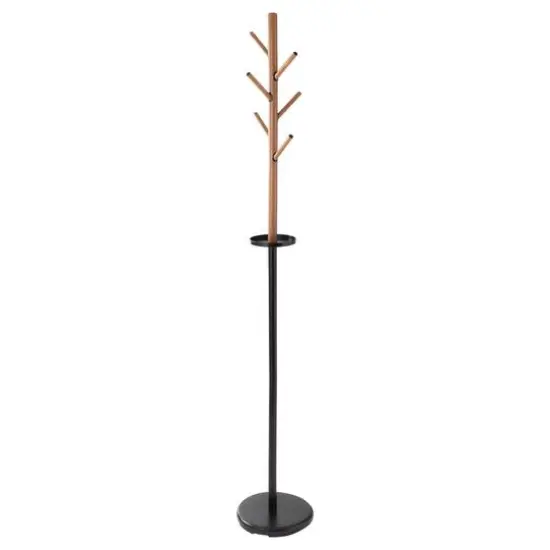 Honey Can Do 70" Brown & Black Freestanding Coat Rack with Tree Design & Accessory Tray {1}