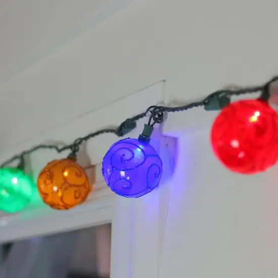 10ct. Multicolored Globe Patio Glitter Swirl String Lights {4}