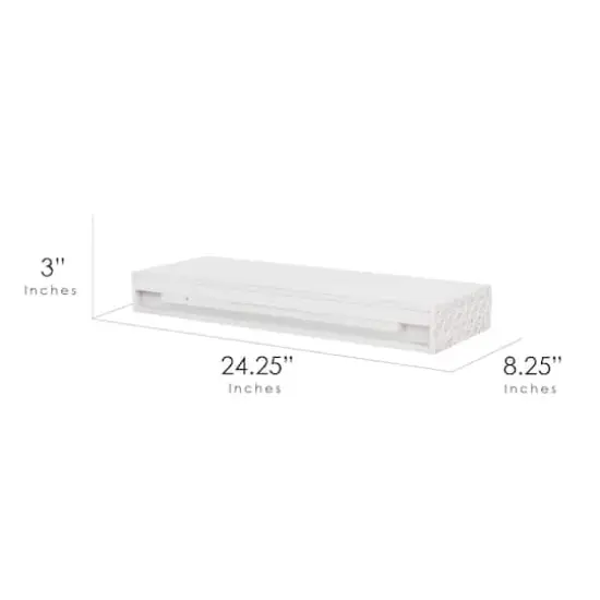 Small White Rustic Embossed Wood Floating Wall Shelf {7}