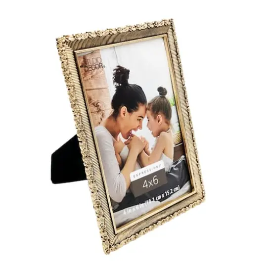Expressions&trade; 4" x 6" Antique Gold Ornate Metal Tabletop Frame by Studio D&eacute;cor&reg; {4}