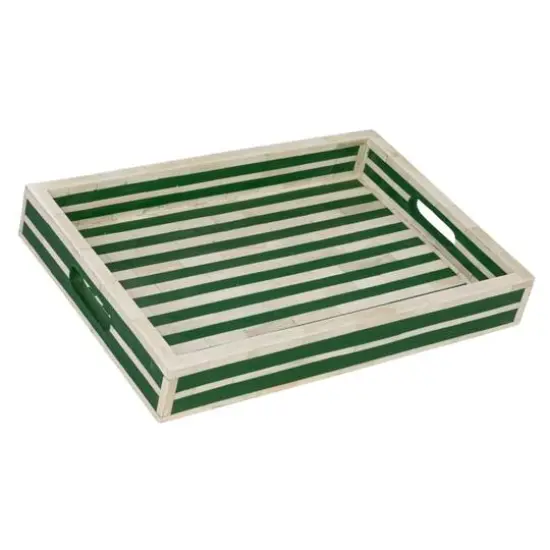 Hello Honey&reg; 18" Green & Cream Reclaimed Wood Tray with Handles {1}