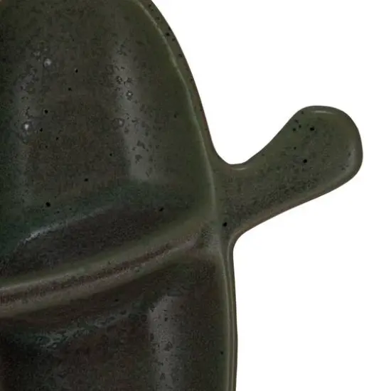 Hello Honey&reg; 20.5" Matte Brown Stoneware Abstract Leaf Shaped Plate {9}