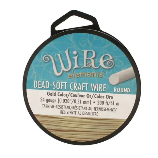 The Beadsmith&reg; Wire Elements&trade; 24 Gauge Tarnish Resistant Soft Temper Wire, 200ft. Gold {6}