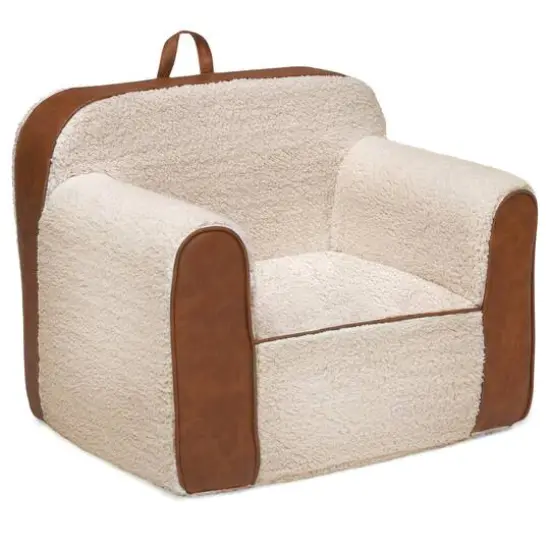 Cozee Sherpa Chair With Brown Leather {3}