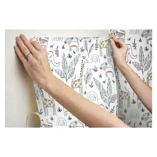 RoomMates White & Yellow Jungle Menagerie Peel & Stick Wallpaper {9}