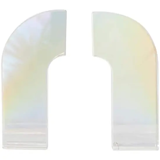 6" Clear Crystal Geometric Arched Bookends Set {4}