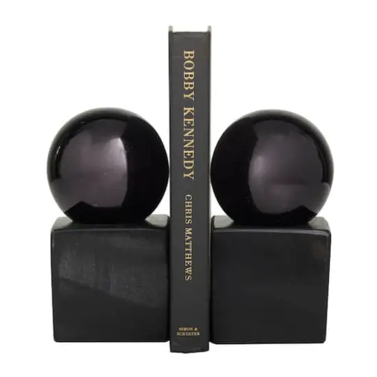 CosmoLiving by Cosmopolitan 7" Marble Orb Bookend Set Black {7}