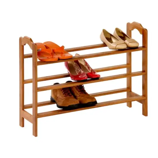 Honey Can Do 3-Shelf Bamboo Shoe Rack {1}