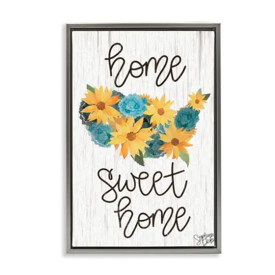 Stupell Industries Floral Americana Phrase Floater Framed Art Gray {1}