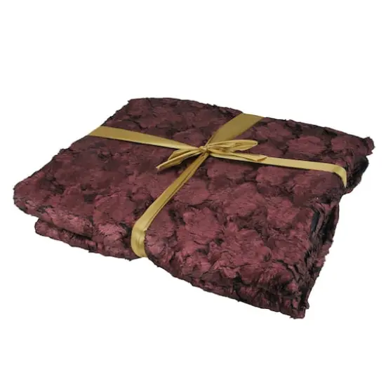 Burgundy & Black Plush & Velvety Faux Fur Throw Blanket {3}