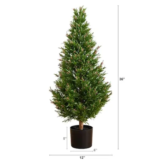 3ft. Potted UV Resistant Rosemary Cone Topiary Tree {5}