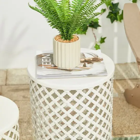 Glitzhome&reg; Multi-Functional Metal White Garden Stool Set {8}