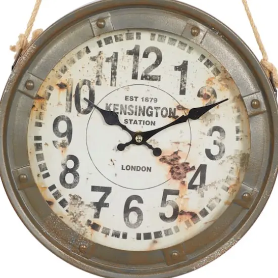 Set of 3 White Metal Vintage Wall Clock, 11" {5}