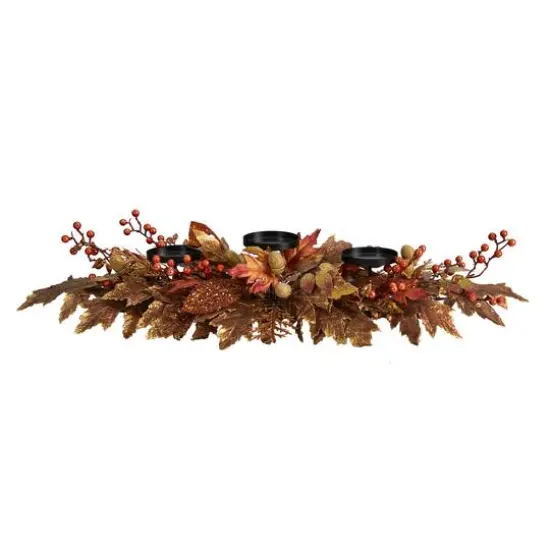 36" Maple Leaves & Berries Fall Harvest Candelabrum Arrangement {1}