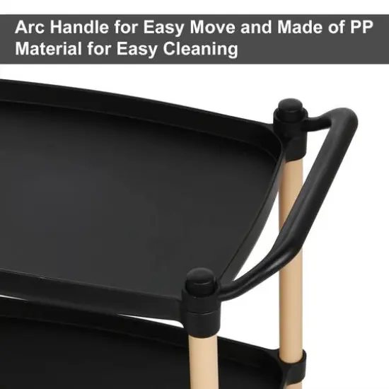 Black 3-Tier Utility Cart with Wheels {8}