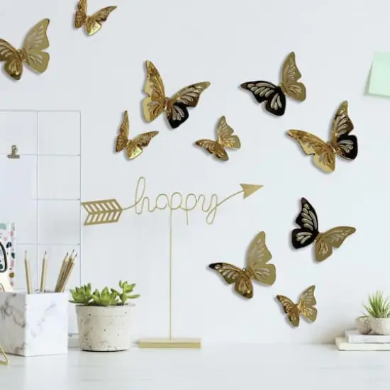 RoomMates 3D Gold Butterflies Peel & Stick Mirror Decals {3}