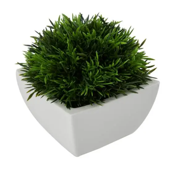 7" Green Foliage Artificial Plant with White Ceramic Pot {4}