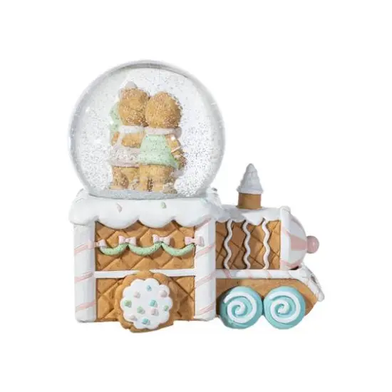 Glitzhome&reg; 100mm Christmas Resin Musical Snowflakes Ginginerbread Family Train Waterglobe {8}