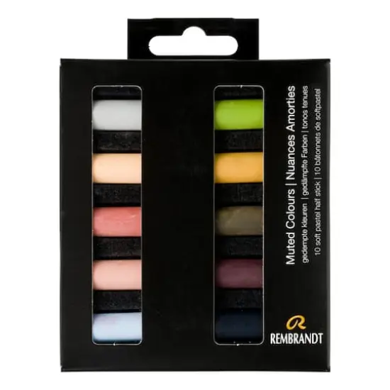 Rembrandt 10 Color Half Stick Soft Pastel Set Muted Colors {1}