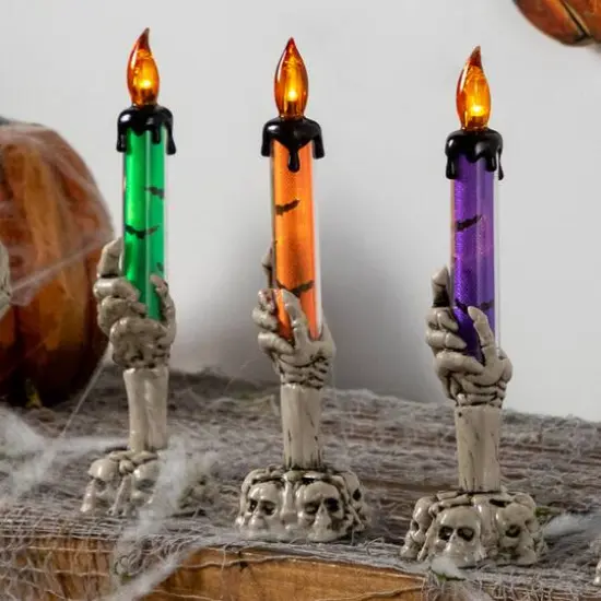 8" LED Skeleton Hand Halloween Candles, 3ct. {3}