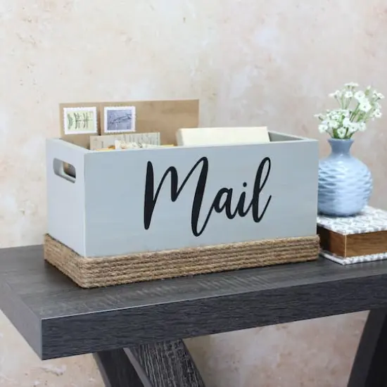 Elegant Designs Mail Script Mail Holder with Handles Black/Gray {4}