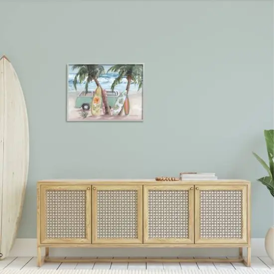 Stupell Industries Summer Waves Tropical Van Surfboards Framed Giclee Art Gray {3}