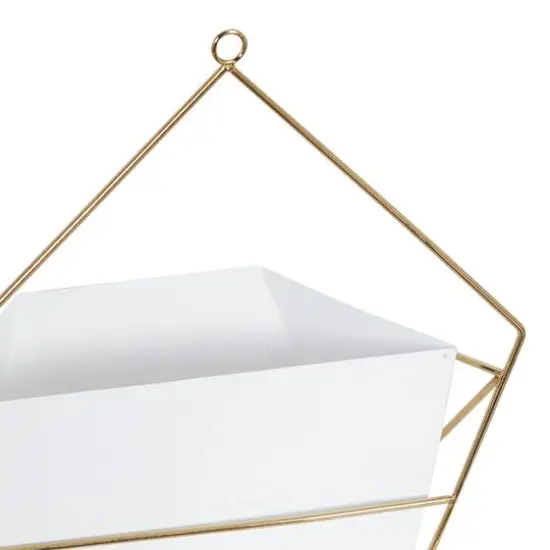 CosmoLiving by Cosmopolitan Set of 2 White Metal Contemporary Planter, 12", 15" {6}