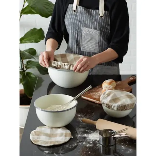 DII&reg; Assorted Stone Buffalo Check Woven Dish Cover Set {9}