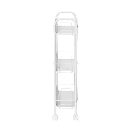 Honey Can Do White 3-Tier Mesh Narrow Rolling Cart {6}
