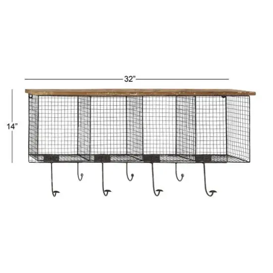 Black Iron Farmhouse Wall Hooks With Shelf {7}