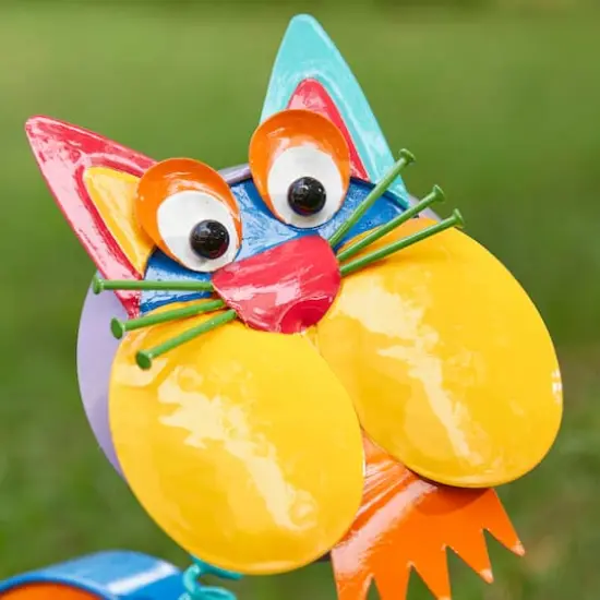 Glitzhome&reg; 16.5" Metal Novelty Cat Garden Statue {8}