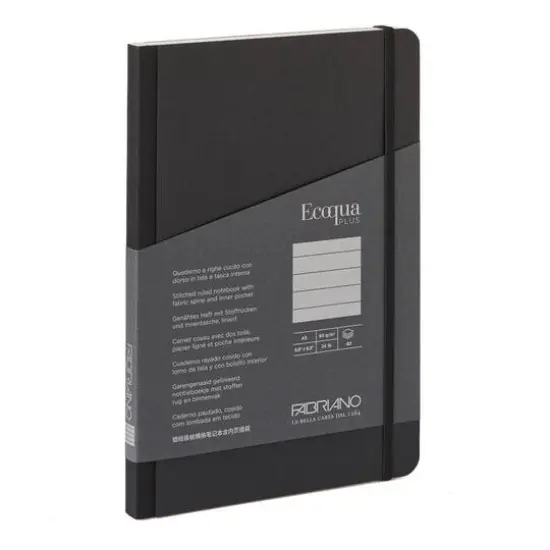 Fabriano&reg; EcoQua Plus A5 Lined Fabric-Bound Notebook Black {1}