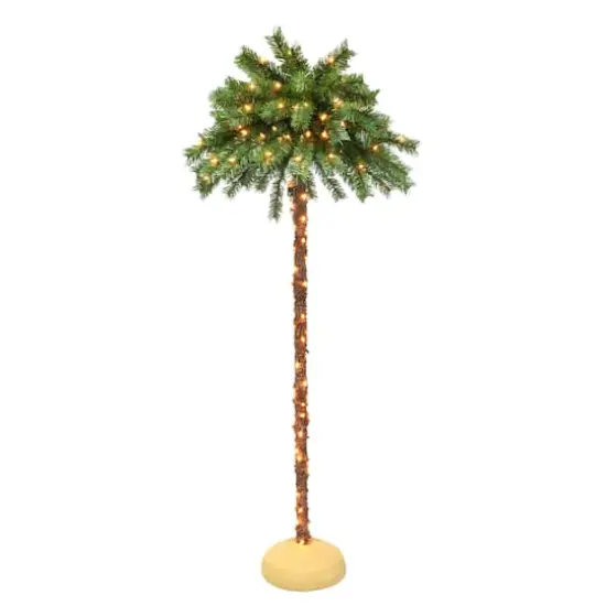 6ft. Pre-Lit Palm Artificial Christmas Tree, Dual Color LED Lights {1}