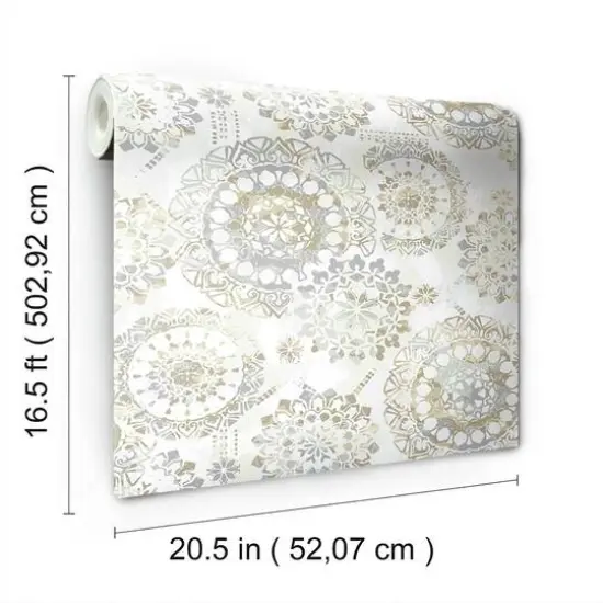 RoomMates Bohemian Medallion Peel & Stick Wallpaper Tan and Blue {11}