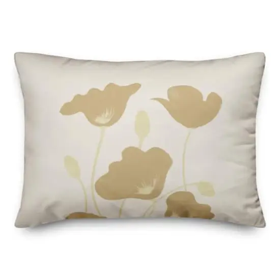 Simple Dusty Yellow Poppies 14" x 20" Throw Pillow {1}