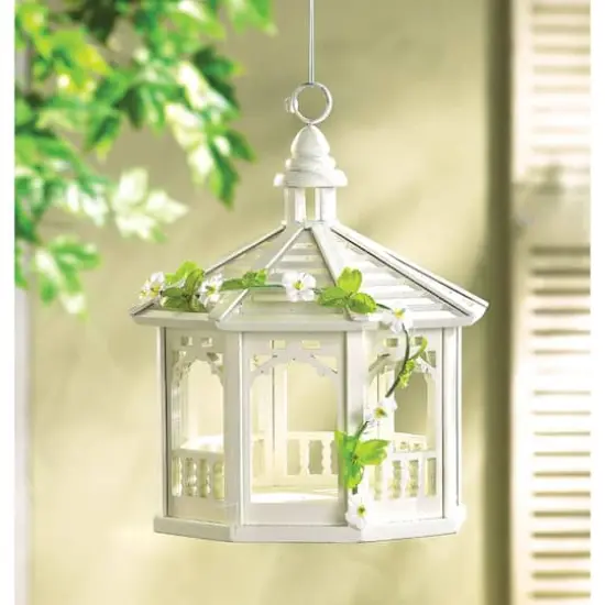10.5" White Gazebo Bird Feeder {3}