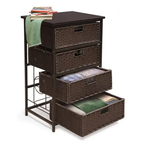 Badger Basket August Collection Tall Espresso Four Basket Storage Unit {6}