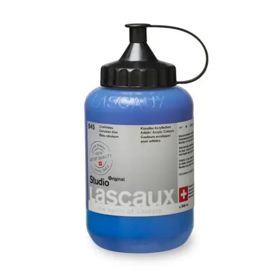 Lascaux Studio Acrylic Paint, 500mL 945 Cerulean Blue {4}