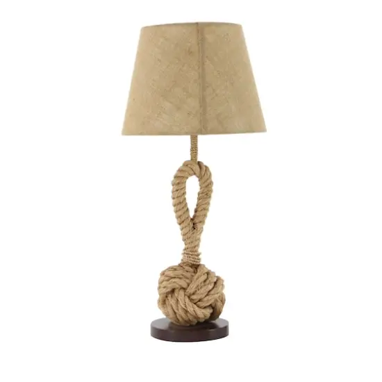 Brown Rope and Iron Rustic Table Lamp, 28" x 13" x 13" {4}