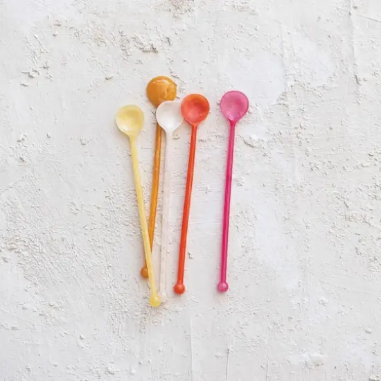 Hello Honey&reg; 8.25" Multicolor Cocktail Spoon Set {3}