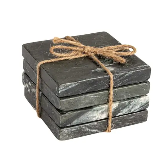 Hello Honey Black Monochrome M&eacute;lange Marble Coaster Set, 4ct. {1}