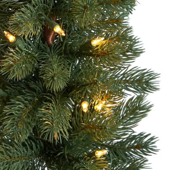 3ft. Pre-Lit Green Pine Artificial Christmas Tree with Burlap Base, Warm White Lights {5}
