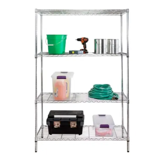 Honey Can Do 4-Tier Adjustable Shelving Unit Chrome {1}