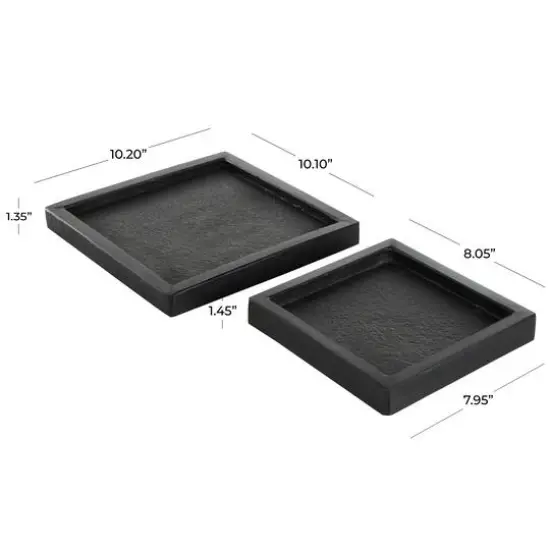 Black Marble Minimalistic Textured Square Trays, 2ct. {8}