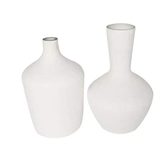 White Glass Textured Vase Set {1}