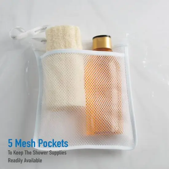 Bath Bliss Heavyweight PEVA Shower Liner with 5 Mesh Pockets {5}