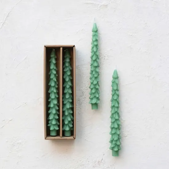 Hello Honey 10" Green Unscented Tree Shaped Taper Candles, 2ct. {3}