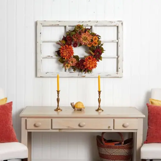22" Fall Dahlia & Mum Wreath {3}